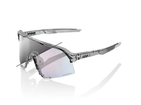 100% S3 Cycling Sunglasses - Polished Translucent Grey - Rose Gold Mirror Photochromic Online Hot Sale