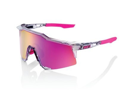 100% SPEEDCRAFT Cycling Sunglasses - Polished Translucent Grey - Purple Mirror Sale