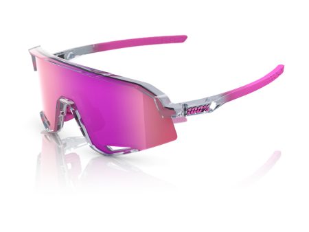 100% SLENDALE Cycling Sunglasses - Polished Translucent Grey - Purple Mirror Online