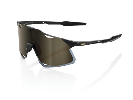 100% Hypercraft Cycling Sunglasses - Matte Black - Soft Gold Mirror Lens Hot on Sale