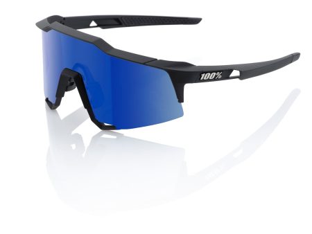 100% SPEEDCRAFT Cycling Sunglasses - Matte Black - HiPER Blue Mirror Cheap